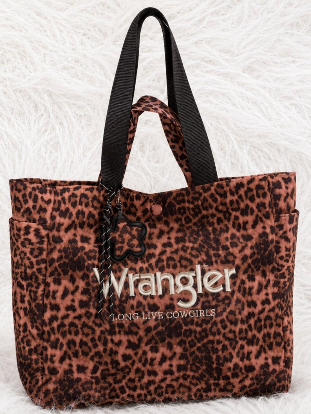 Wrangler Leopard Print Long Live Cowgirls Tote Bag